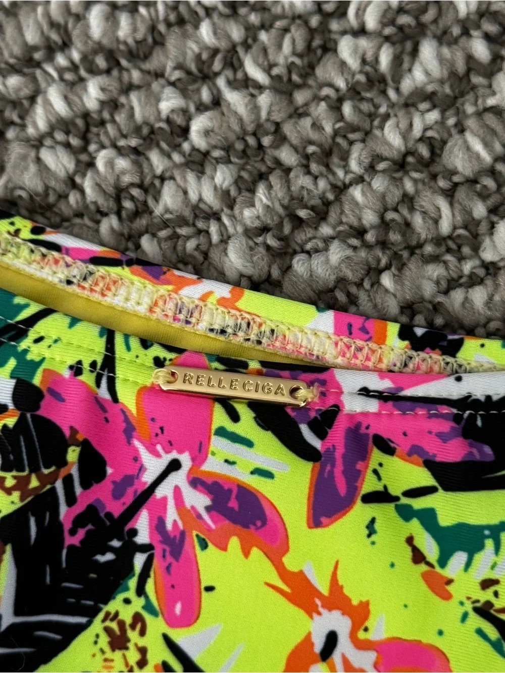 RELLECIGA Neon Floral High-Cut Bikini Bottom - Yellow & Pink